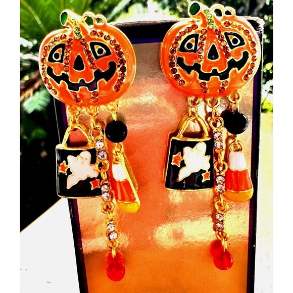Halloween Earrings New Jack O Lantern Candy Corn Ghost Beads Pumpkin Pie… - Picture 1 of 12